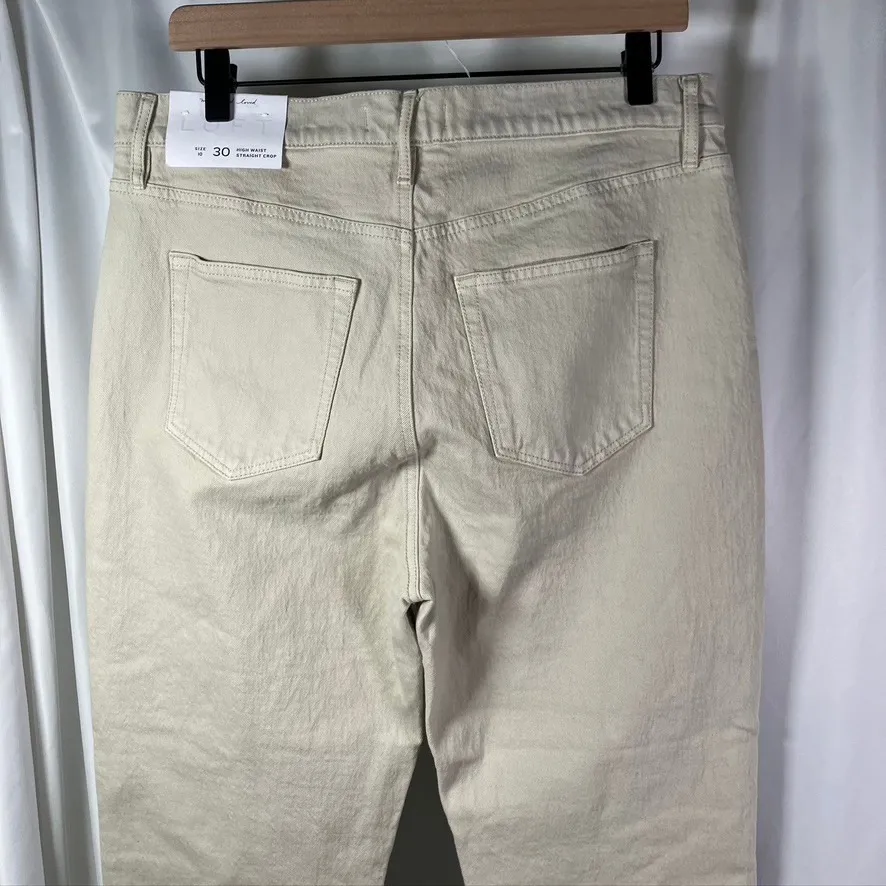 LOFT Made And Loved High Waist Straight Crop Jeans Beige Size‎ 30/10 NWT - Image 7