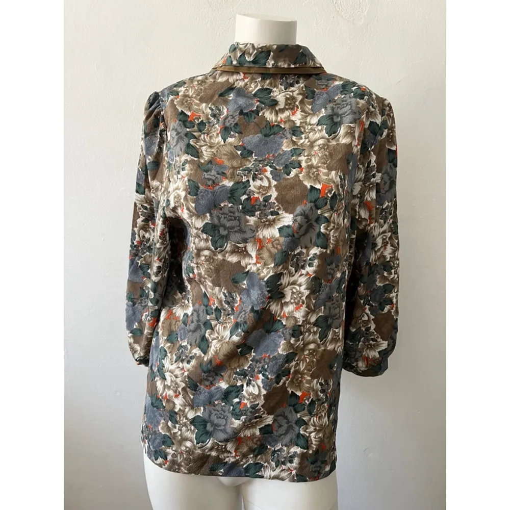 Vintage 80s Brown & Green country Floral blouse jacket blazer Size undefined - Image 2