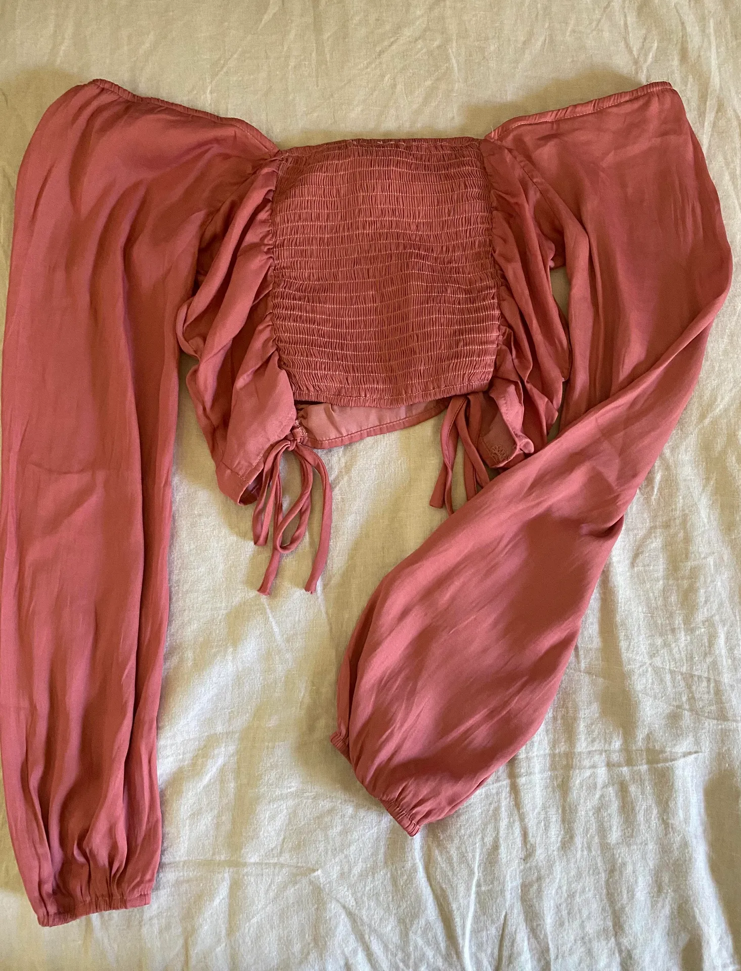 Lottie Moss Pink Silk Ruched Top - Image 5