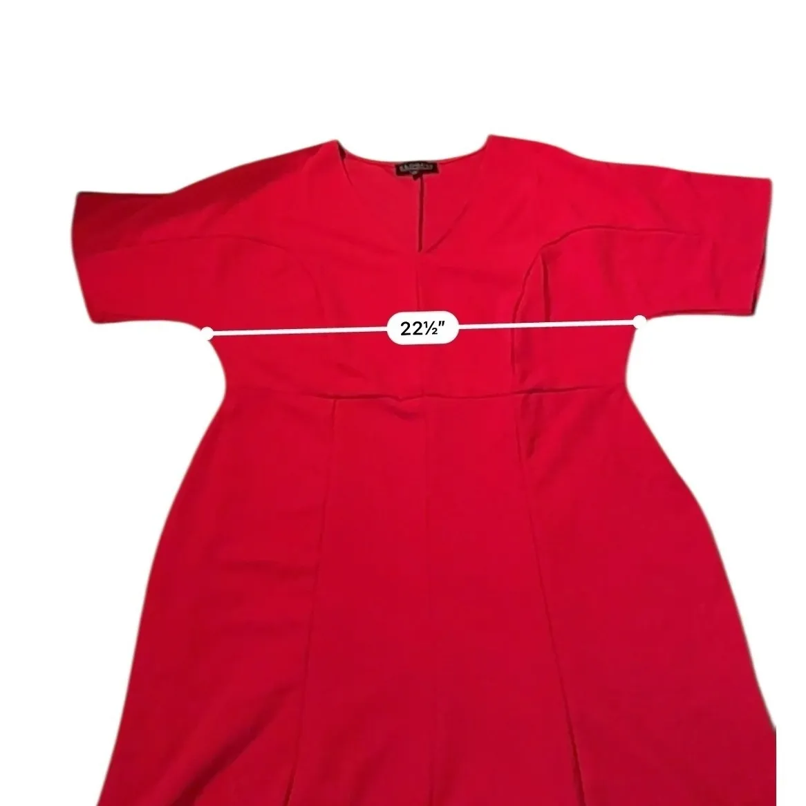 Eloquii Red Midi Dress Women's Size 18 V-Neck Short Sleeve Fit & Flare - Image 5