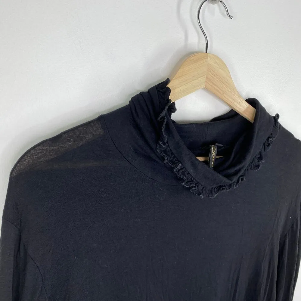 Susan Lawrence Top Women 2X Solid Black Long Sleeve Lettuce Trim Rayon Stretch - Image 4