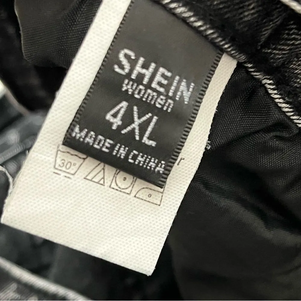 Shein Stone Wash Black Button Front Denim Skirt 4X - Image 3