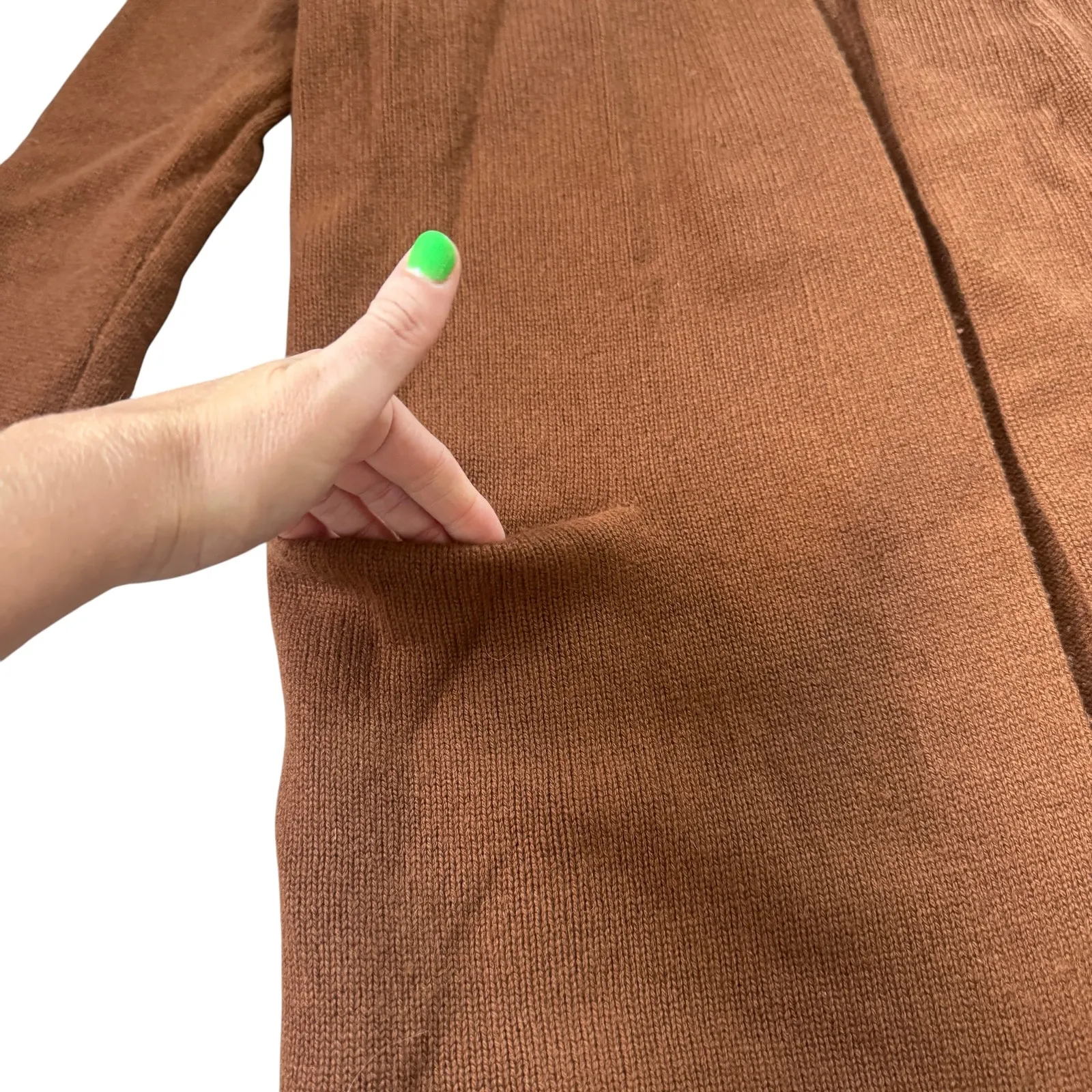 Jenni Kayne Cashmere Sweater Coat Cinnamon Brown - Image 6