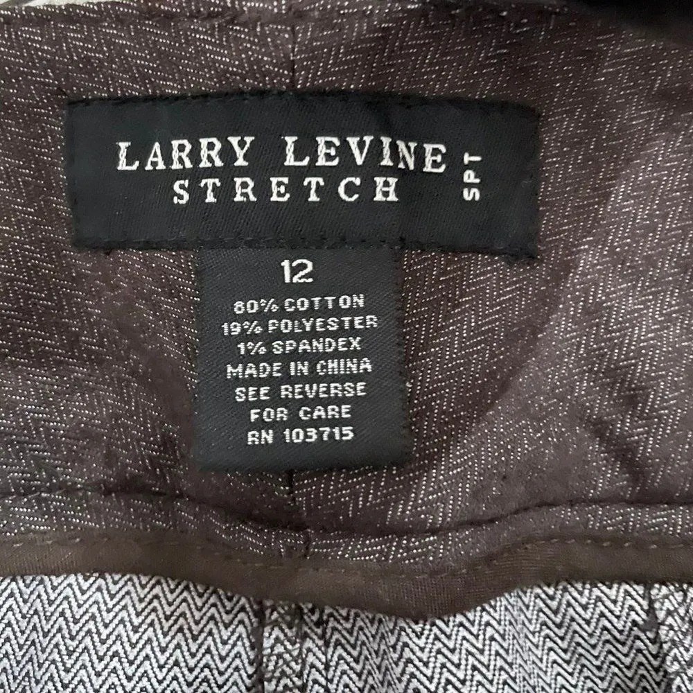 Larry Levine Womens Wide Leg Flat Front Stretch Dress Pants Size 12 Brown - Image 3