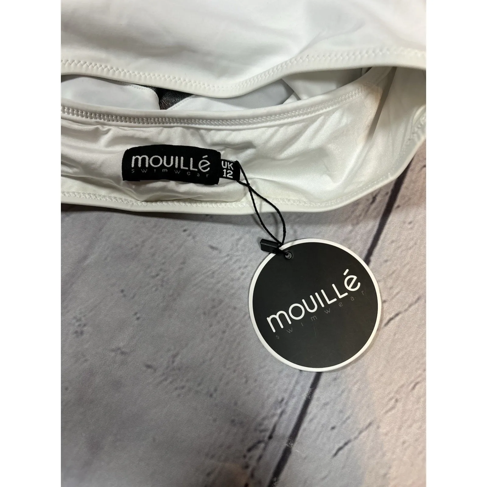 Mouillé Charlotte Ruffle Bikini Mini Skirt White Black Swimwear Size 12 NWT - Image 3