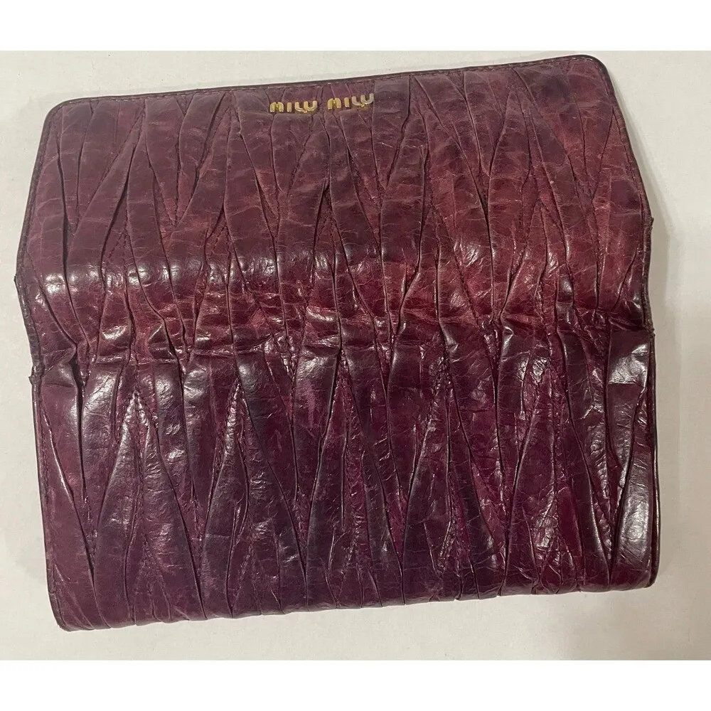 Well loved Miu Miu long dark purple, wallet, leather - Image 6