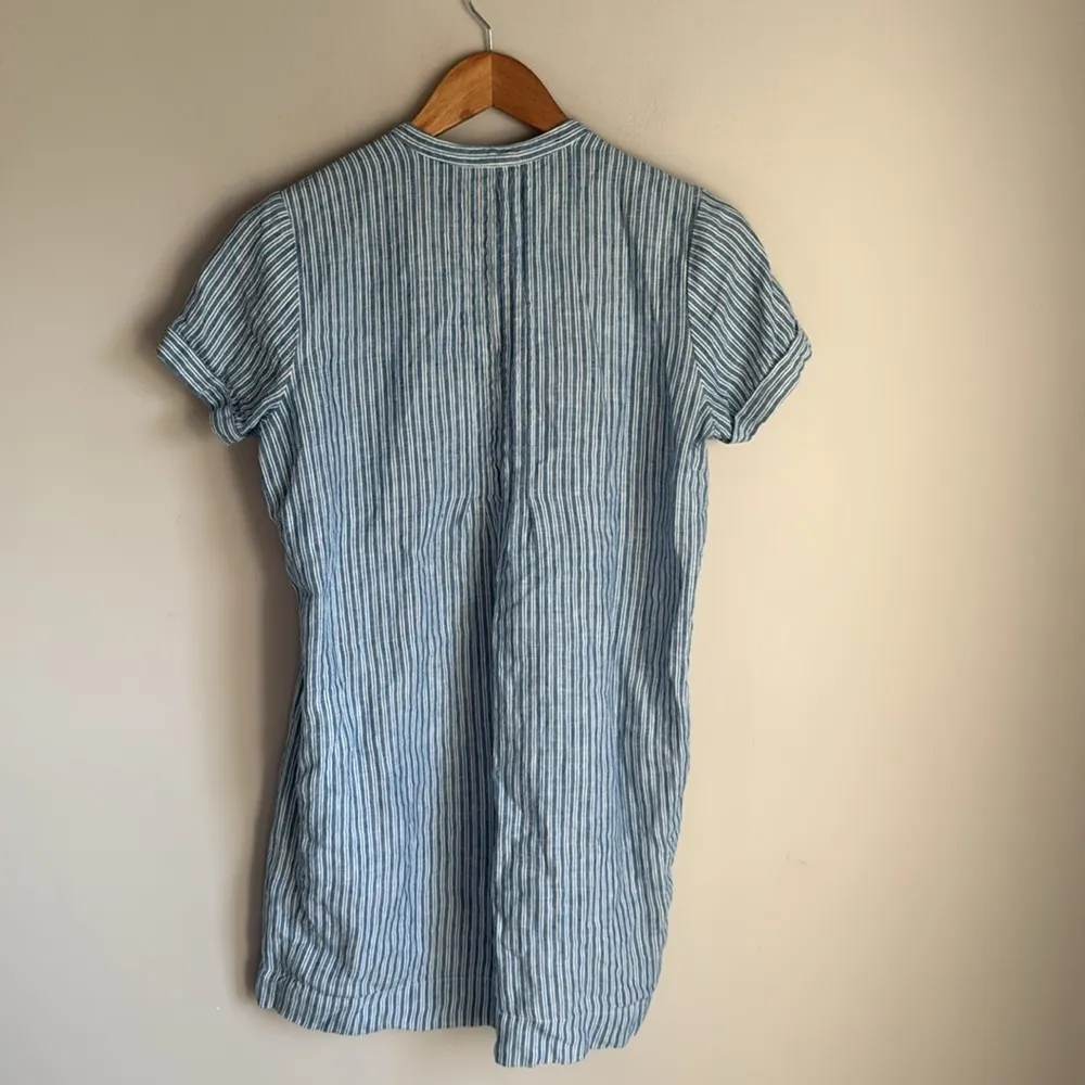 Faherty Gemina Blue Striped Linen Mini Dress XS - Image 3