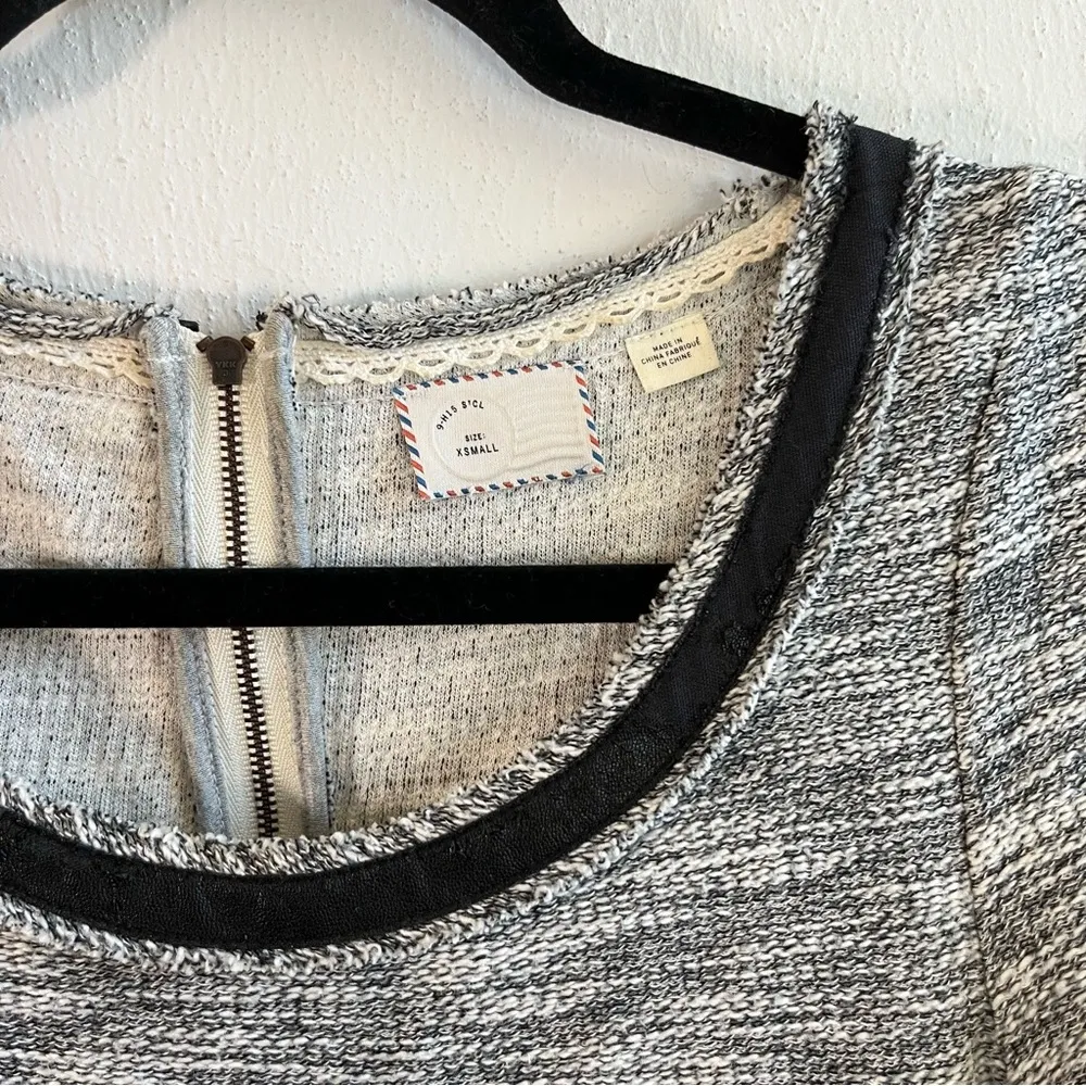 Anthropologie Tunic Postmark Beverly Crochet Knit Mini Dress Heather Grey XS EUC - Image 6