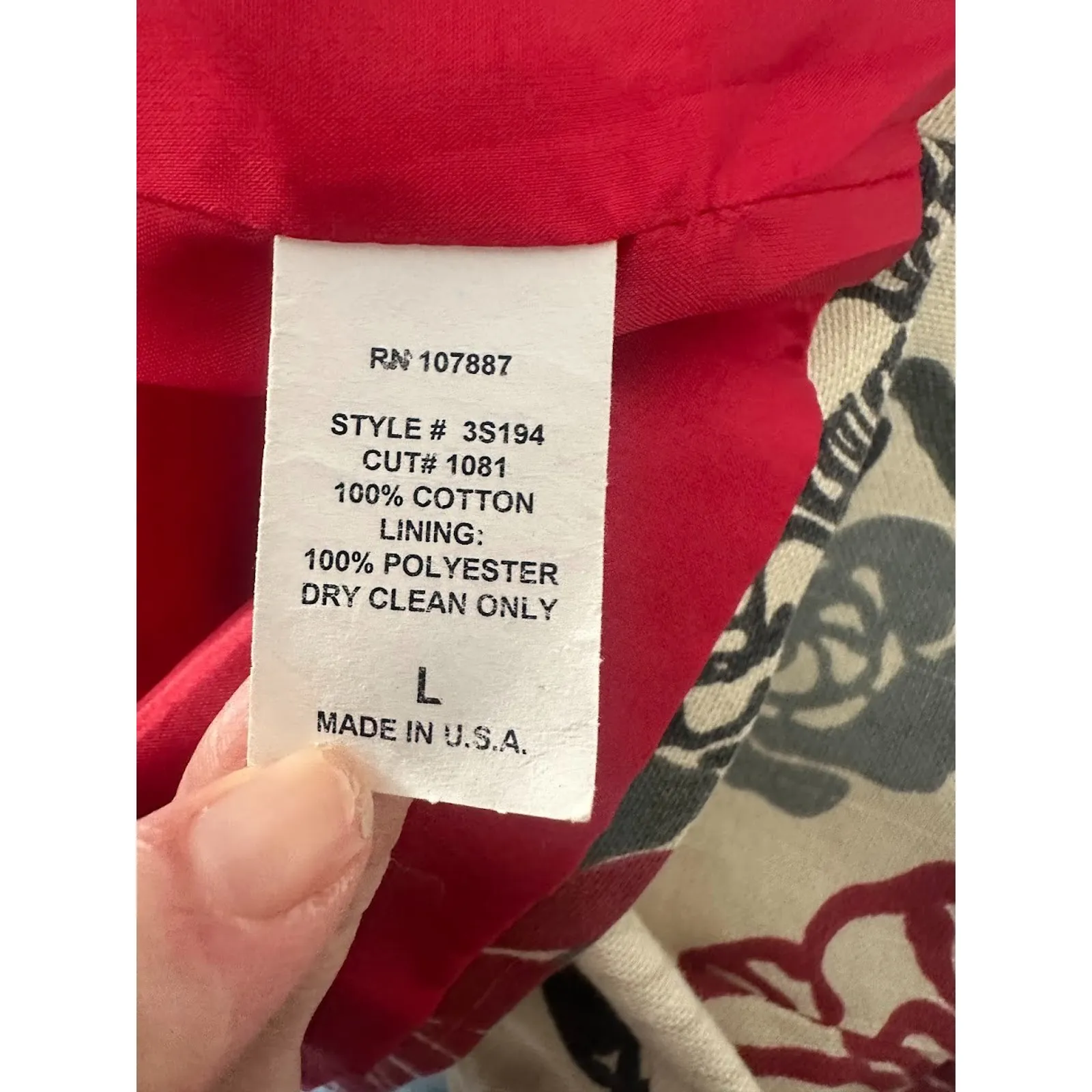 3 Sisters Floral Mod Jacket 3/4 Sleeves Women's Size Large Flower Button USA Red - Image 6