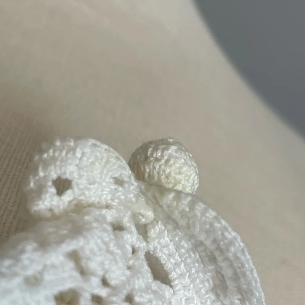 Vintage Crocheted Lace Collar Cotton‎ White Buttons Victorian Peking Handicrafts - Image 6