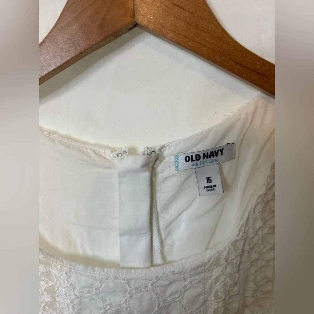NWT Old Navy Spring Sheath White Eyelet Size 16 Sleeveless Dress - Image 2
