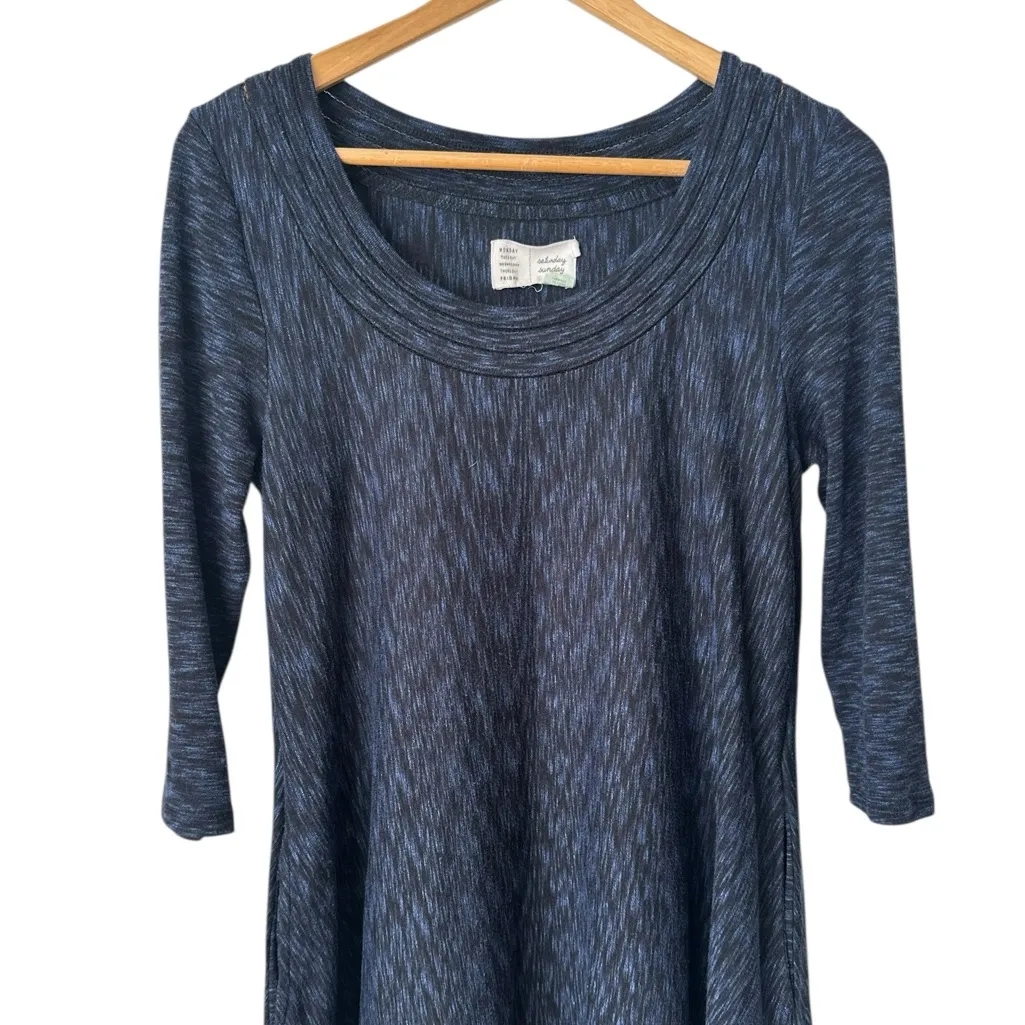 Anthropologie Saturday Sunday Narva Blue Spacedye Swing Dress Size Small - Image 4