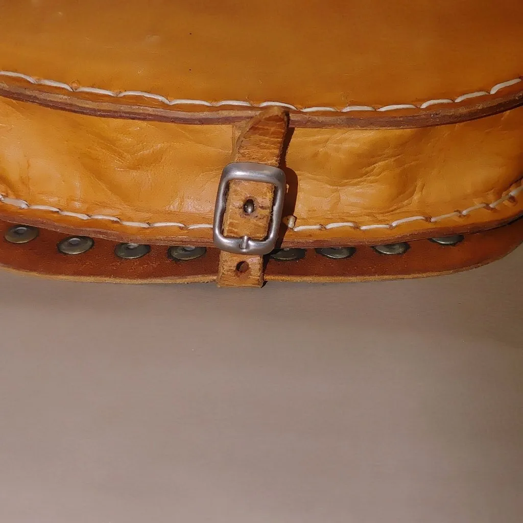 Small Leather Crossbody Bag Purse Hand Set Vintage Moon Boho Saddle Western Tan - Image 15