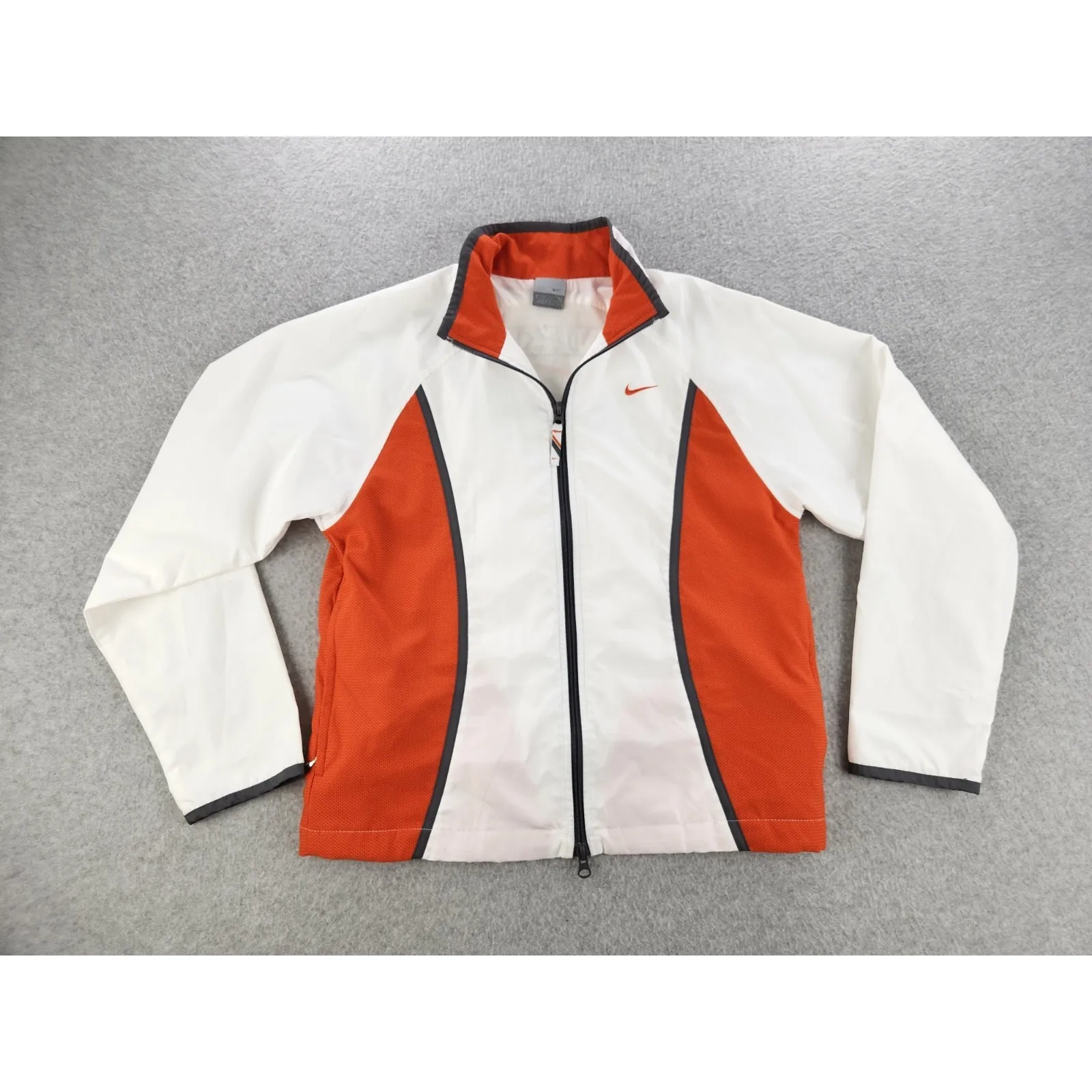 Vintage NIKE Logo Jacket Windbreaker Women's Small 4/6‎ Girls XL White & Orange - Image 7