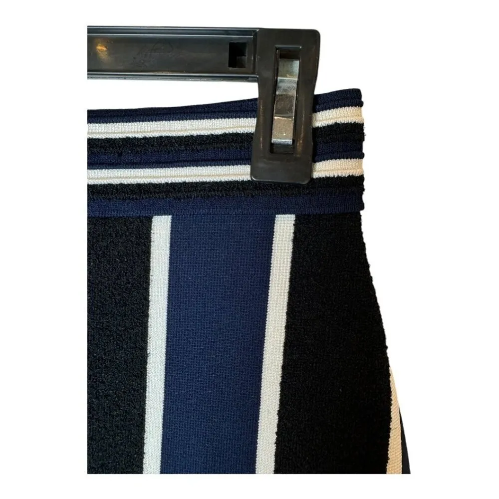 Diane Von Furstenberg Skirt Women Small‎ Blue Black Striped Knit Terry Pencil - Image 5