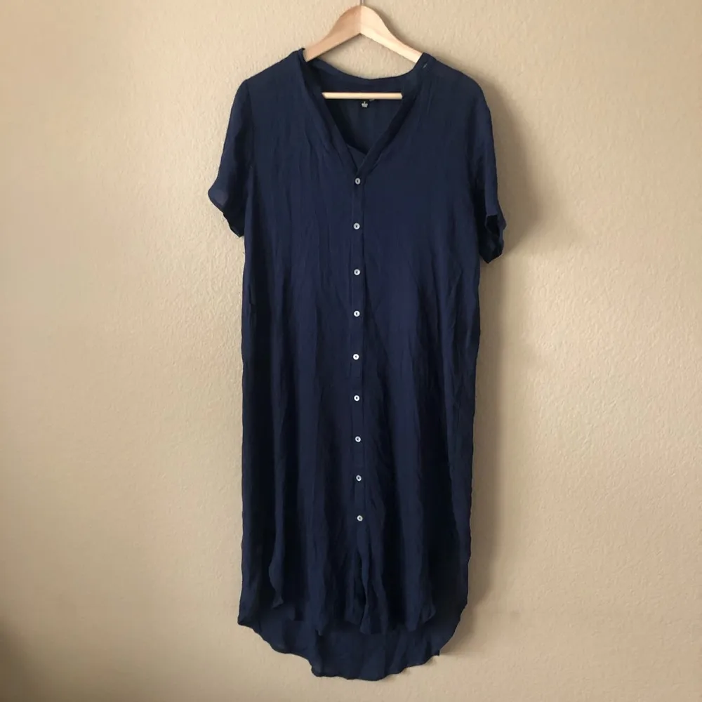 NWOT Dee elly button down dress navy blue - Image 19