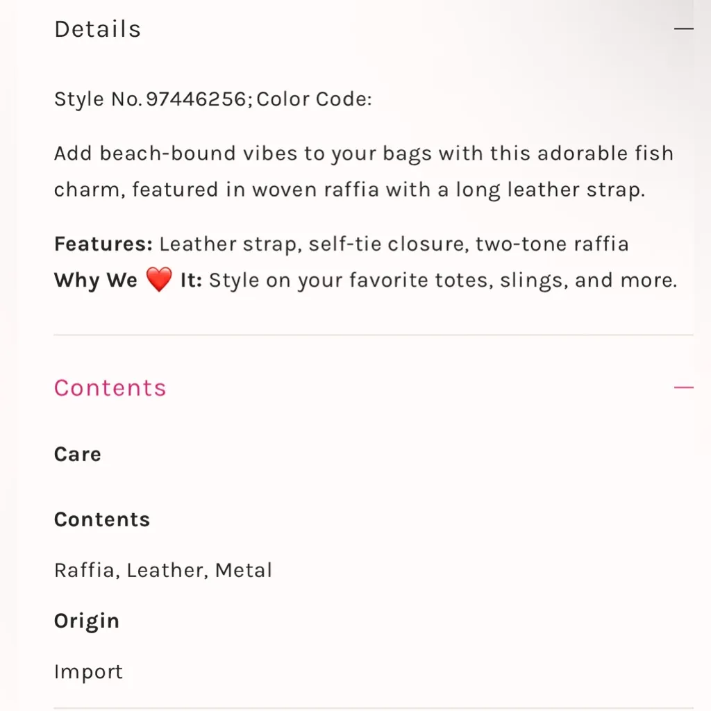 NWT FREE PEOPLE Fish Raffia Charm - Image 4