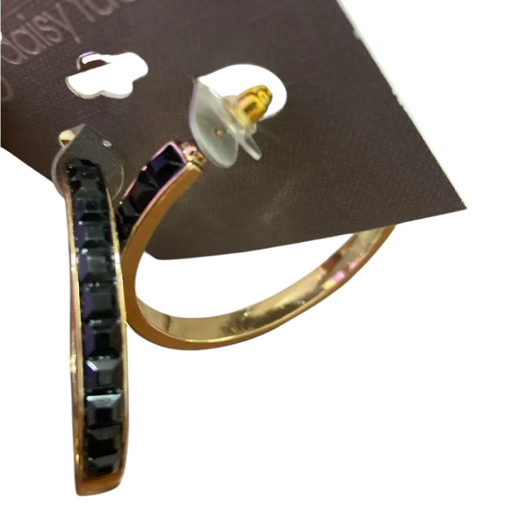 NWT Daisy Fuentes Gold And Black Hoops Earrings - Image 2