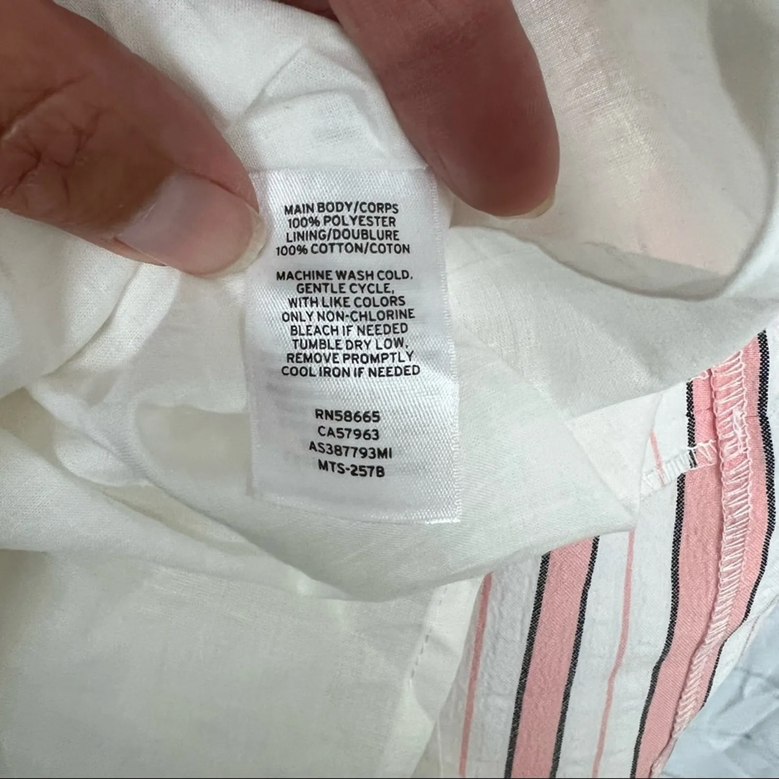 Nordstrom 1901 Mini Dress Fit and Flare White Pink Pleated Back Cut Out Size 6 - Image 9