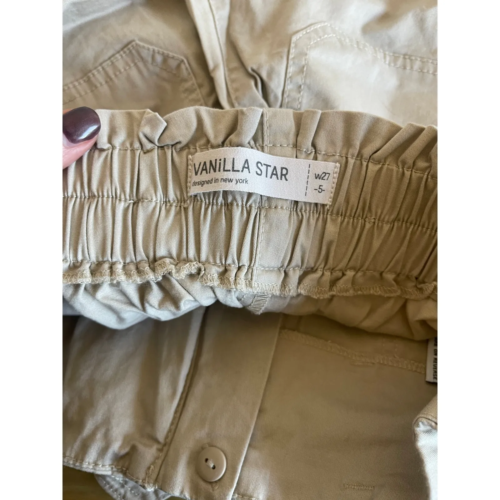 NWOT Womens Cargo HighWaisted Shorts, Vanilla Star, Tan Cargo With Belt Size 27 - Image 6