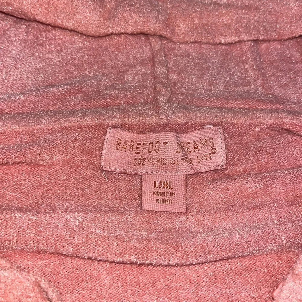 Barefoot‎ Dreams CozyChic Ultra Lite Short Sleeve Zip Up Hoodie Tea Rose L/XL - Image 8