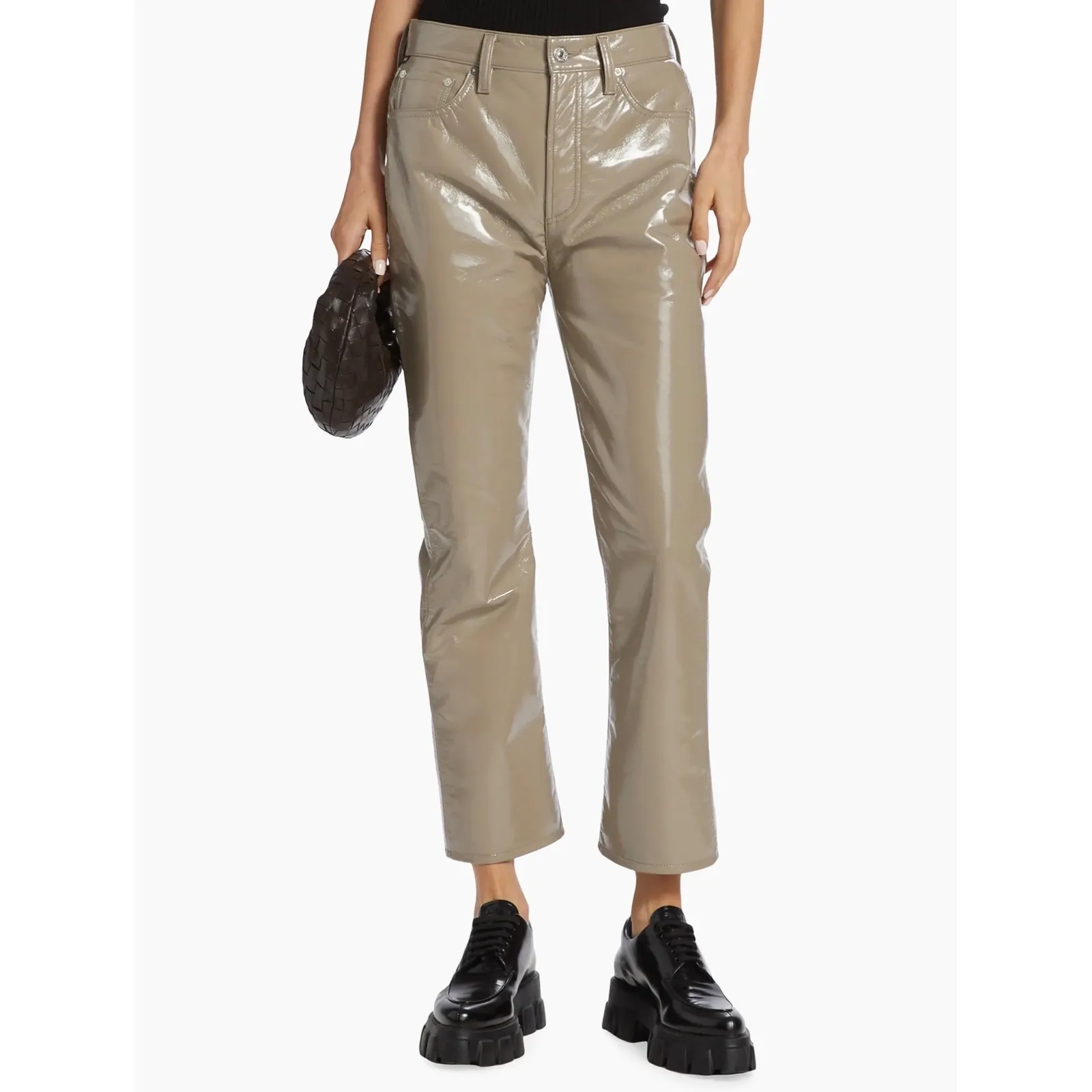 New! Citizens of Humanity
Isola Patent Leather Bootcut Pants in Tan Sz 27 $448 - Image 4