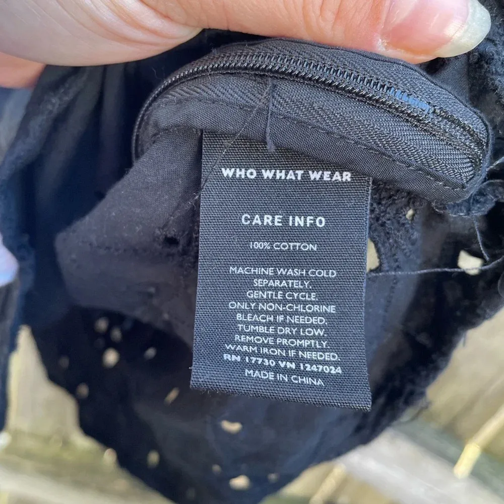 WHO WHAT WEAR BLACK EYELET BLOUSE - Image 5