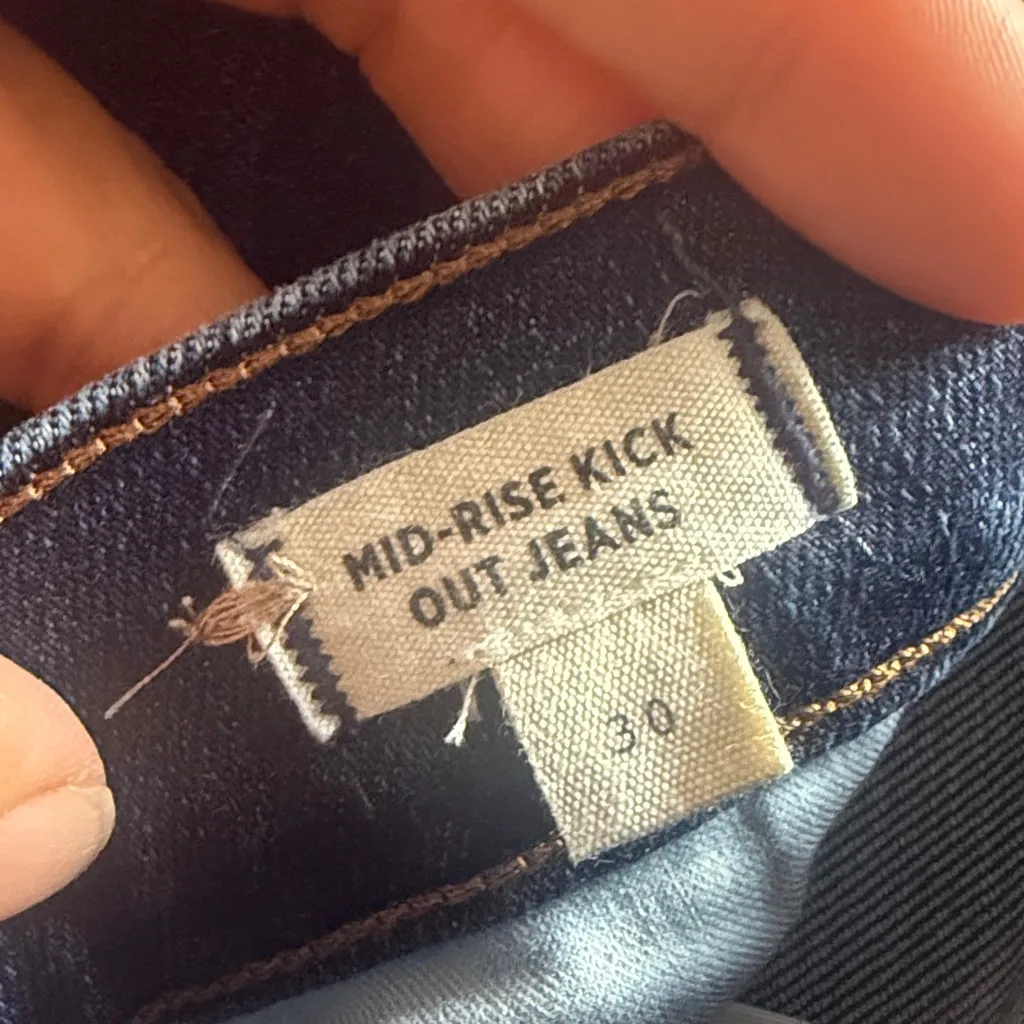 Madewell Dark Blue Flare Jeans Size 30 Mid Rise Kick Out Denim - Image 4