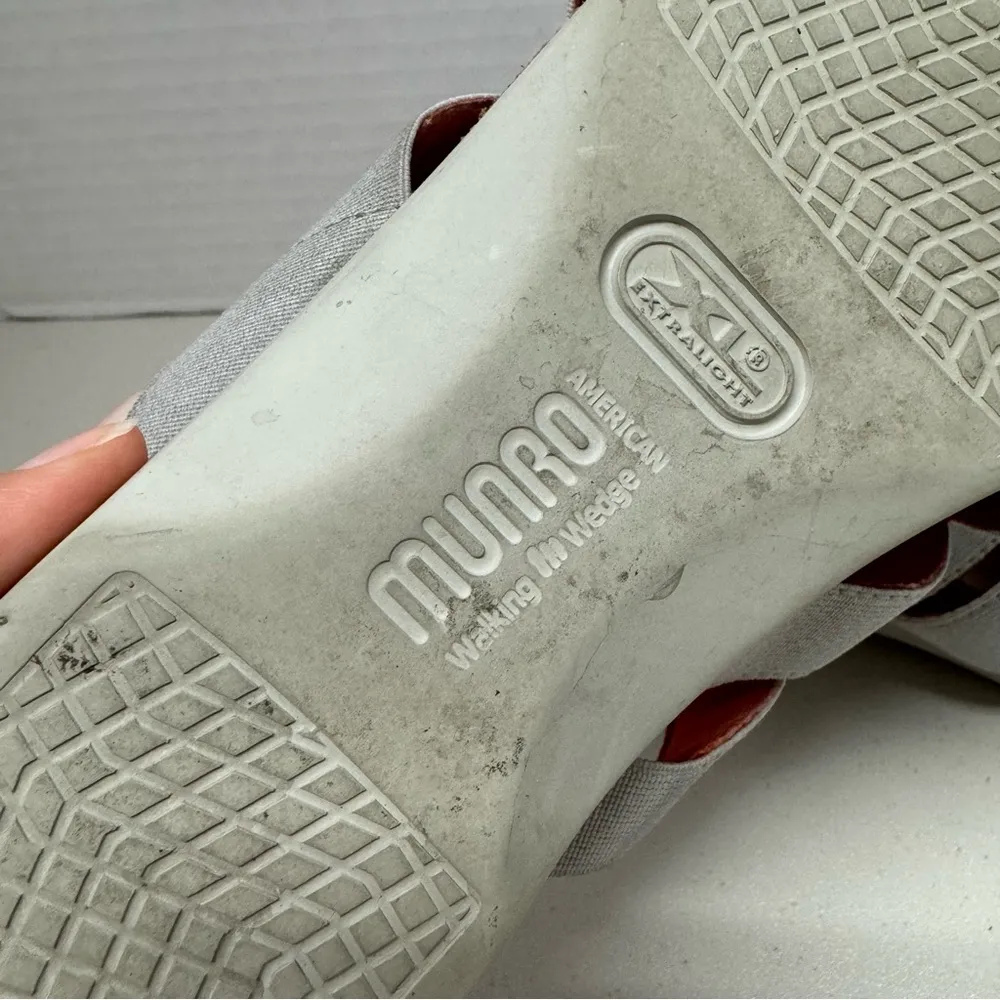 Munro Grey Leather Strappy Sandals Womens 6.5 Casual Beachy Slip On Summer - Image 3