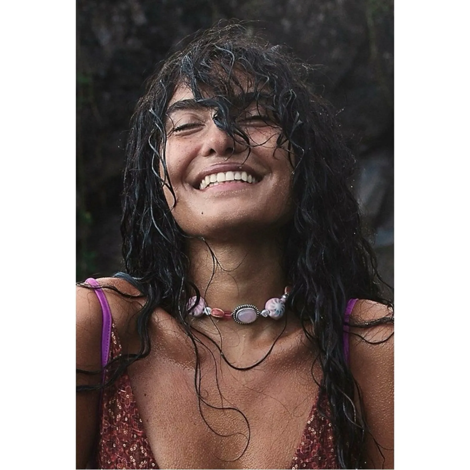 Free People Bohemian Chunky Agnes Choker Silver Pink Beach Boho NWT HTF Layering - Image 13