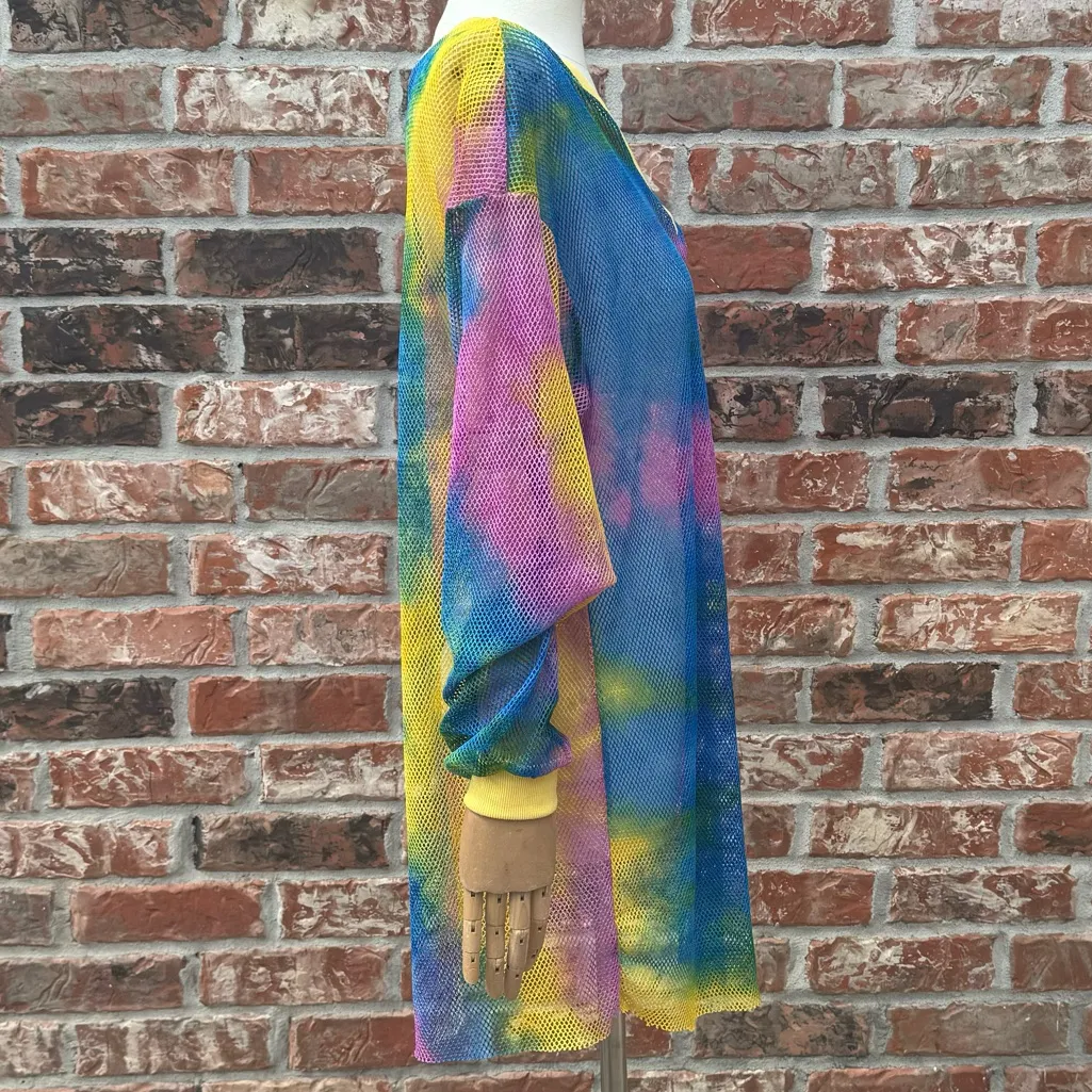 SHEIN watercolor tie dye mesh long shirt / fits S-M / Excellent condition - Image 3