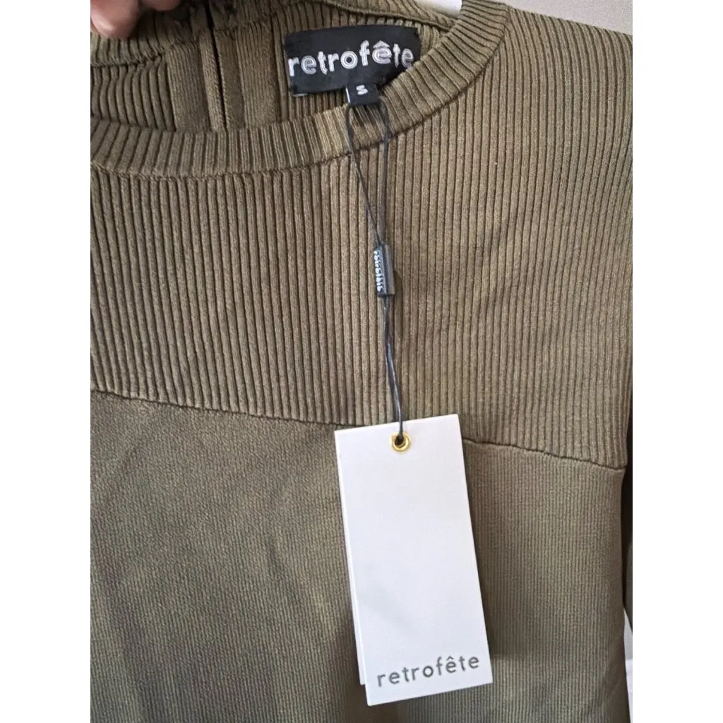 retrofete Sonja Bodycon Mini Dress Army Green Womens Size Small - Image 10