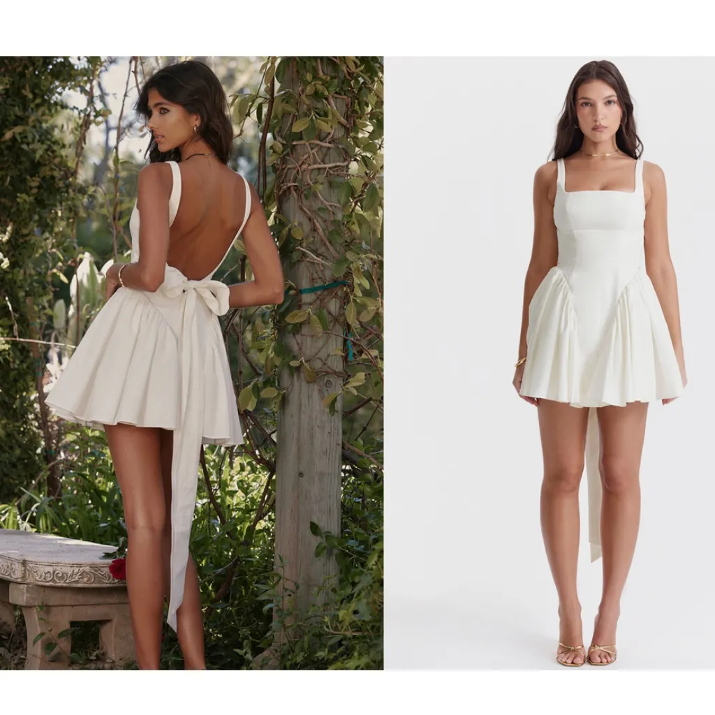 HOUSE OF CB 'Florianne'‎ Ivory Bow Mini Dress NWOT size S - Image 12