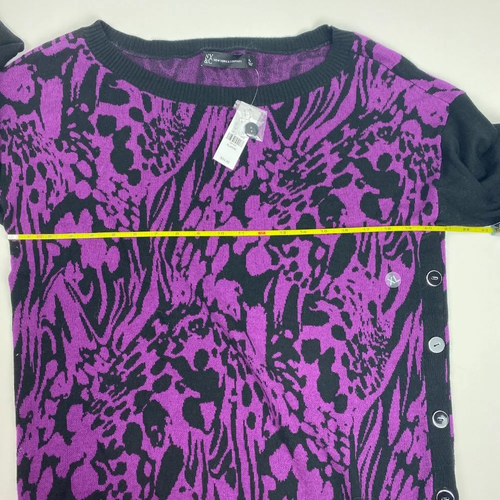 New York & Company Sweater Purple Black Women's XL NWT - Image 7