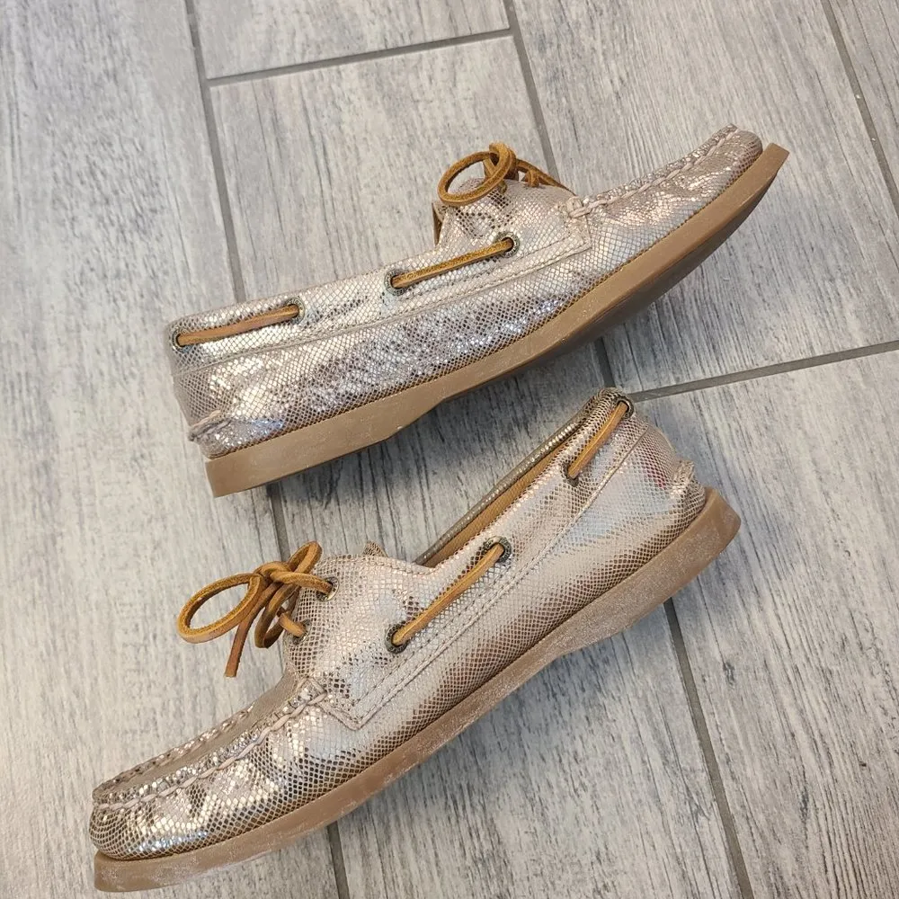 Sperry top-sider women's boat shoes loafers gold metallic size 7.5 - Image 7