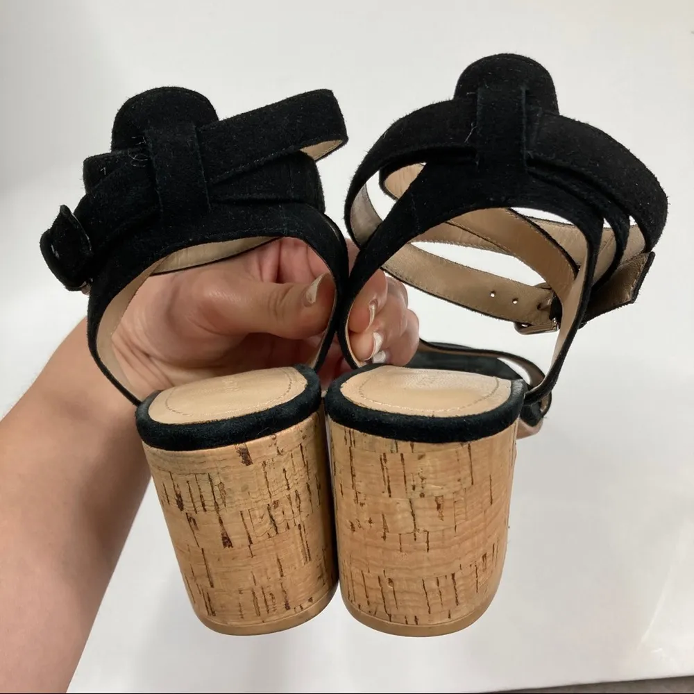 Pour la Victoire | Black Strappy Cork Heels 7.5 - Image 2