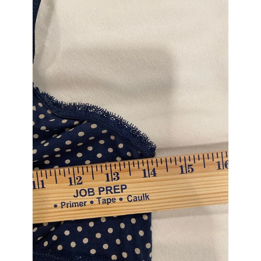 Aerie Sleeveless Lace Trim V Neck Polka Dot Slip Dress Blue Women's Size Medium - Image 6