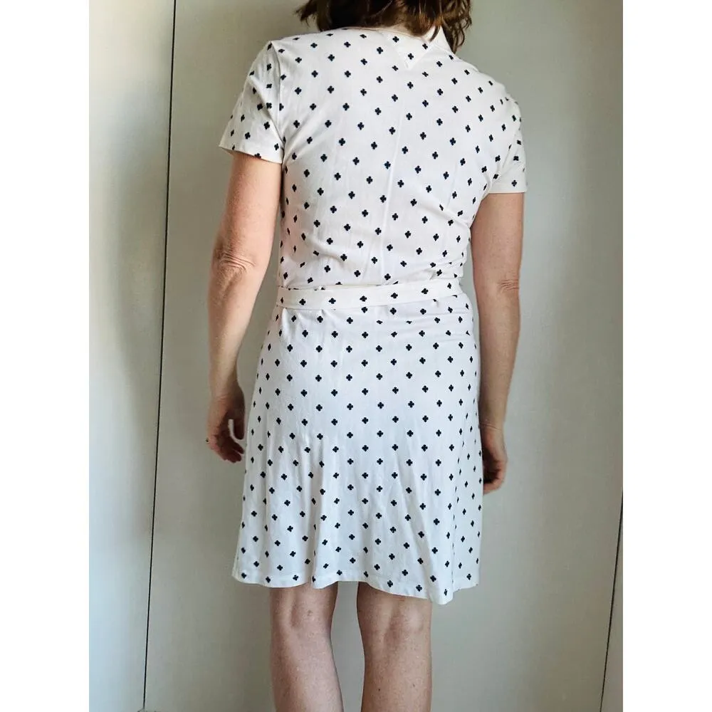 Tommy Hilfiger Womens Polo Dress Size Medium Geometric Print White Blue Preppy - Image 7