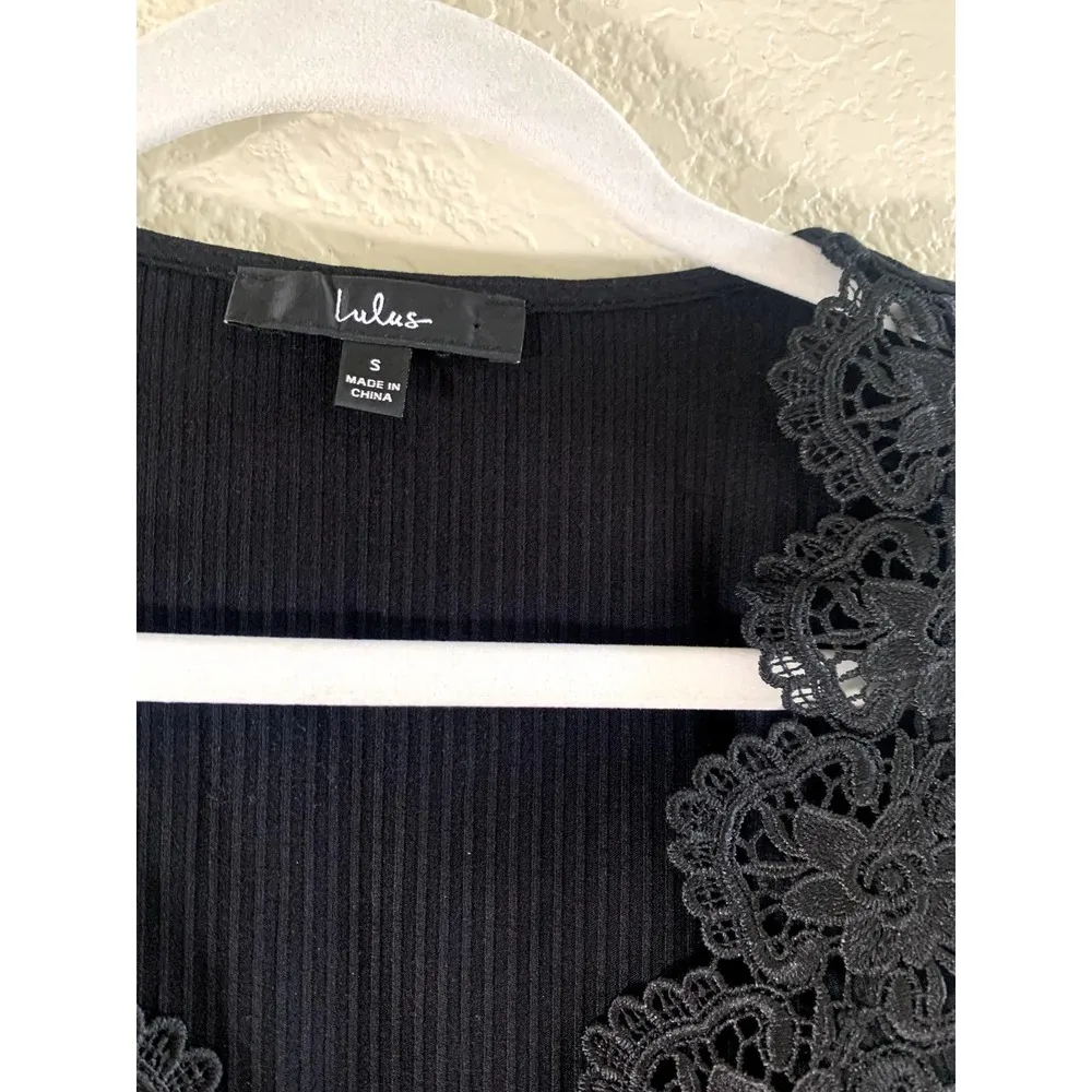 Lulu's Come Back To You Black Lace Long Sleeve Bodysuit S - Image 6