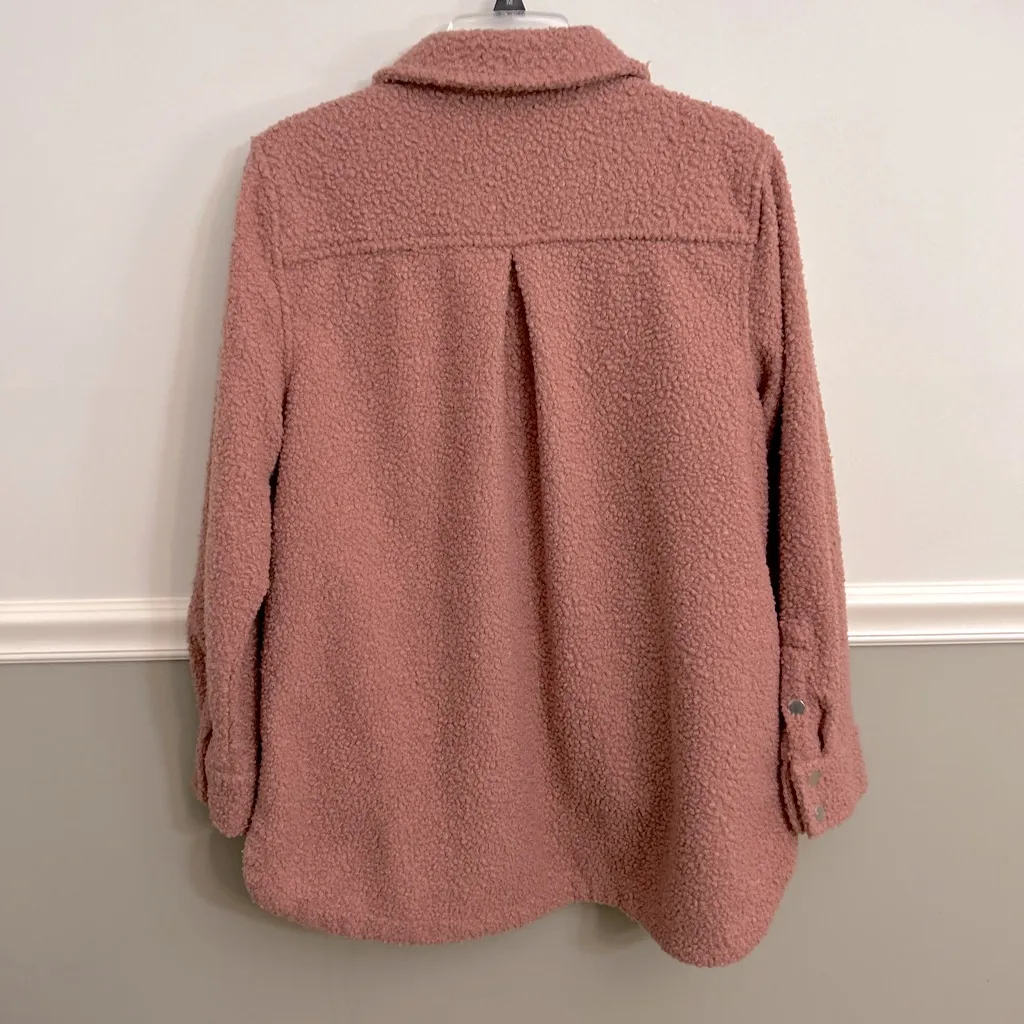 Soft Surroundings Campera Shacket Rose Pink Mauve Teddy Jacket Coat Size Large - Image 2