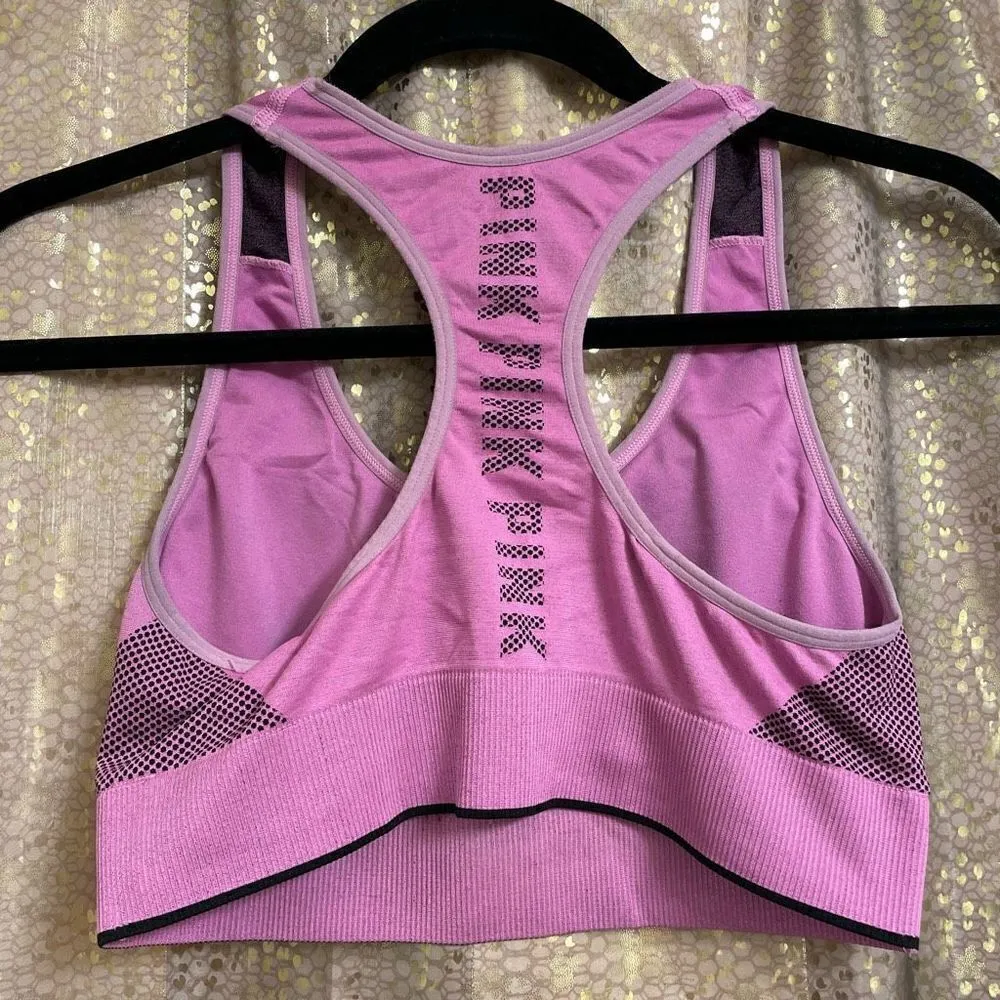 PINK Victoria’s Secret Sport Lightly Lined Seamless Pink Sports Bra, S/M - Image 3