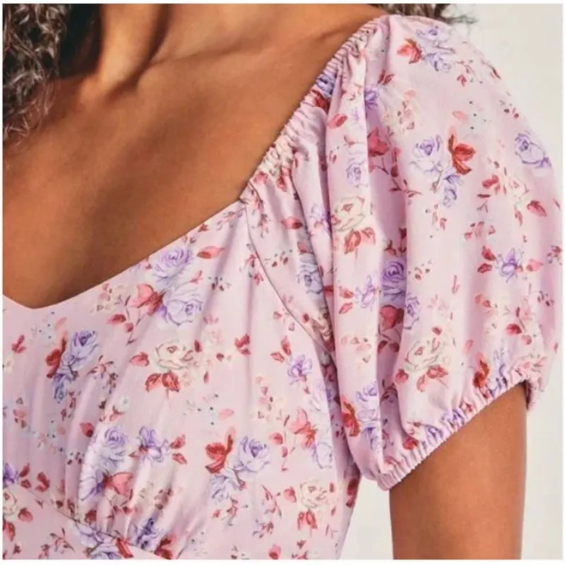 LoveShackFancy Angie Dress in Pink Dust Storm Maxi Floral Silk Womens 12 - Image 4