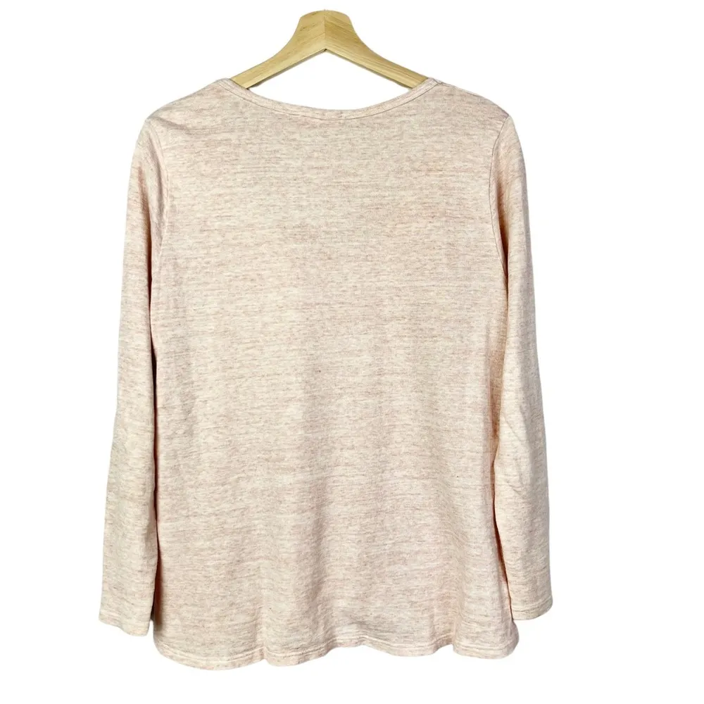 CP Shades Light Pink Scoop Neck Linen Cotton Knit Long Sleeve XS - Image 2