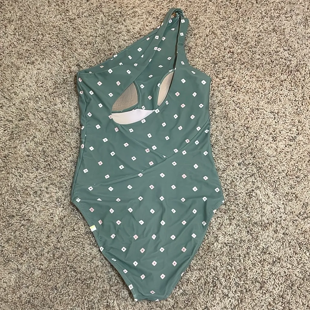 Summersalt Sidestroke One Shoulder One Piece Swimsuit Green Pattern Size 6 - Image 7