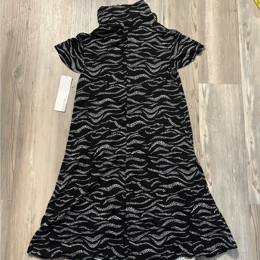 Kensie Black and White Patterned Midi Dress - Image 2