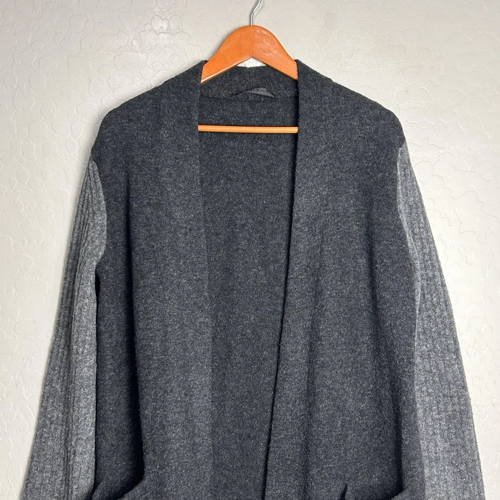 Jenni Kayne Sweater Size Small Coat Cardigan Open Front in Gray Merino Wool Yak - Image 2