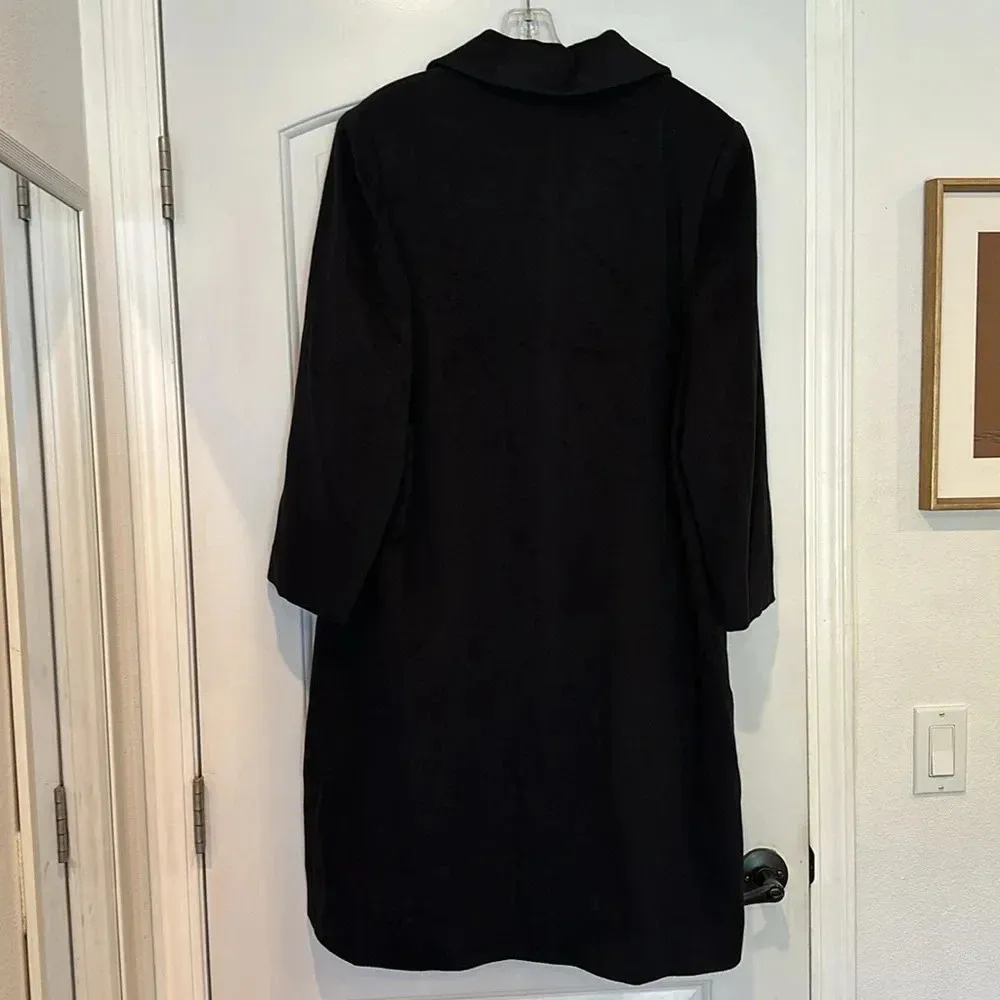 Fleurette Loro Piana 100% Cashmere Long Black Coat Sz 14 - Image 9
