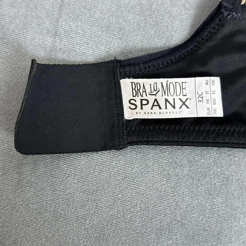 Spanx Bra La Mode Bra 32C Balconette Black Lined Underwire Lined - Image 8