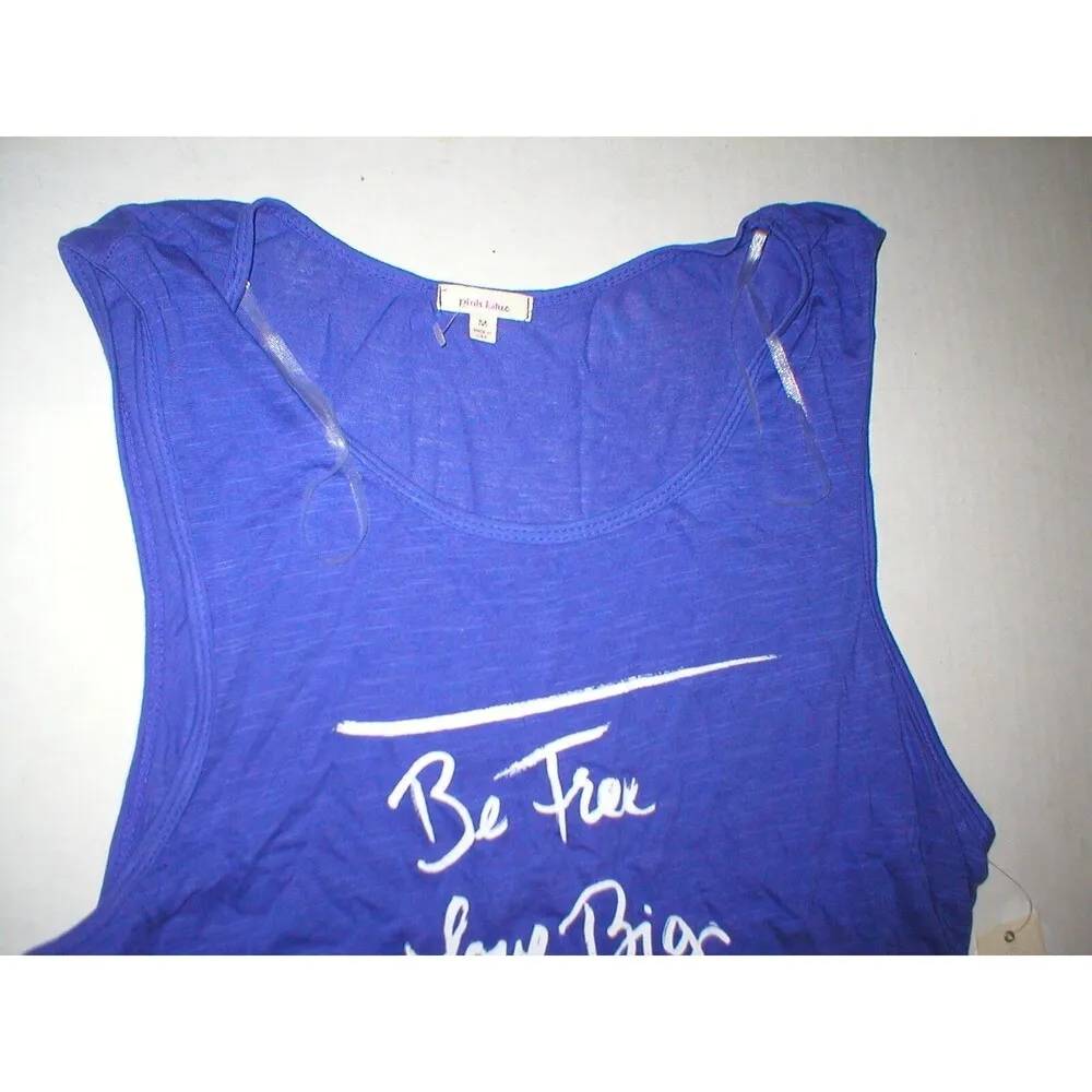 NWT Womens New Pink Lotus Purple Top M Logo Yoga Run Love Smile Be Free Laugh - Image 6