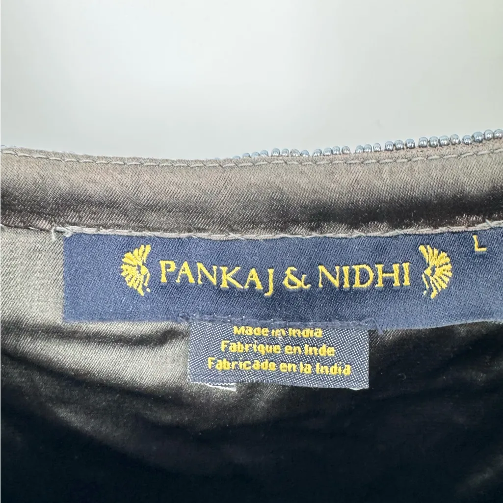 Anthropologie‎ Pankaj & Nidhi Fringed Mini Dress Gray Large - Image 11